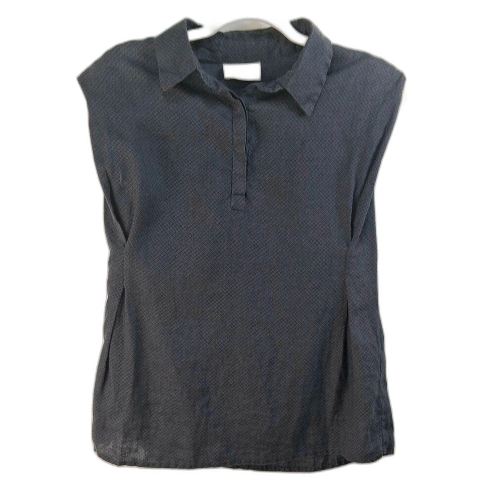 Women's Short Sleeve Subtle Pattern Blue 100% Cotton Eden Brand Size S